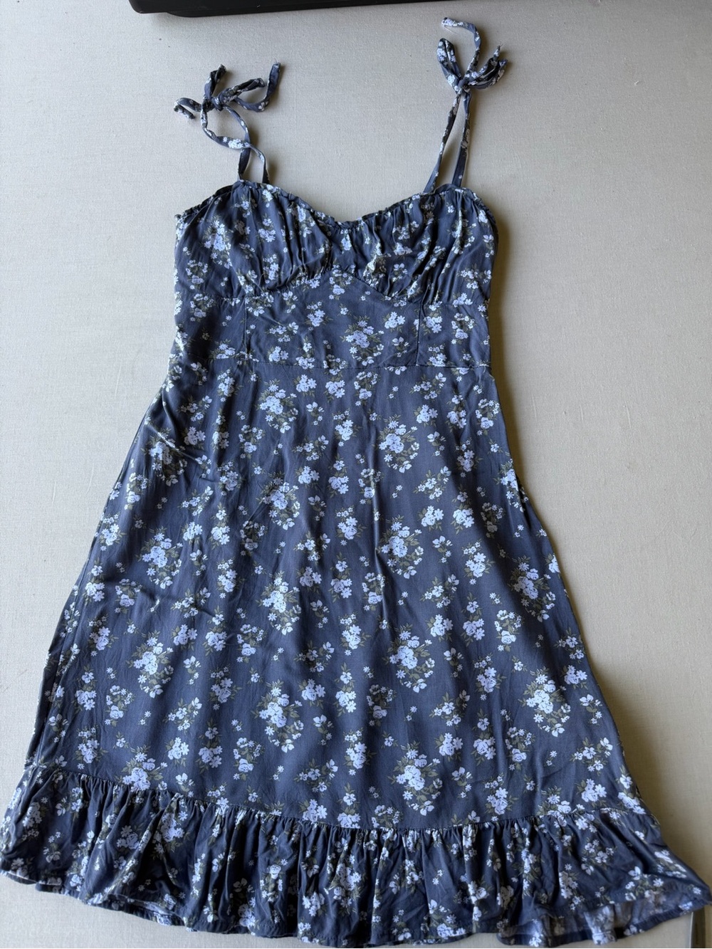 Hollister Blue Floral Tie-Shoulder Sundress
